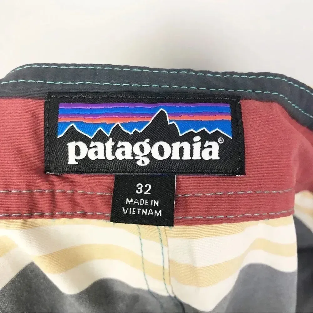 PATAGONIA | Wavefarer Striped Board Shorts Tie Front Men’s Size 32